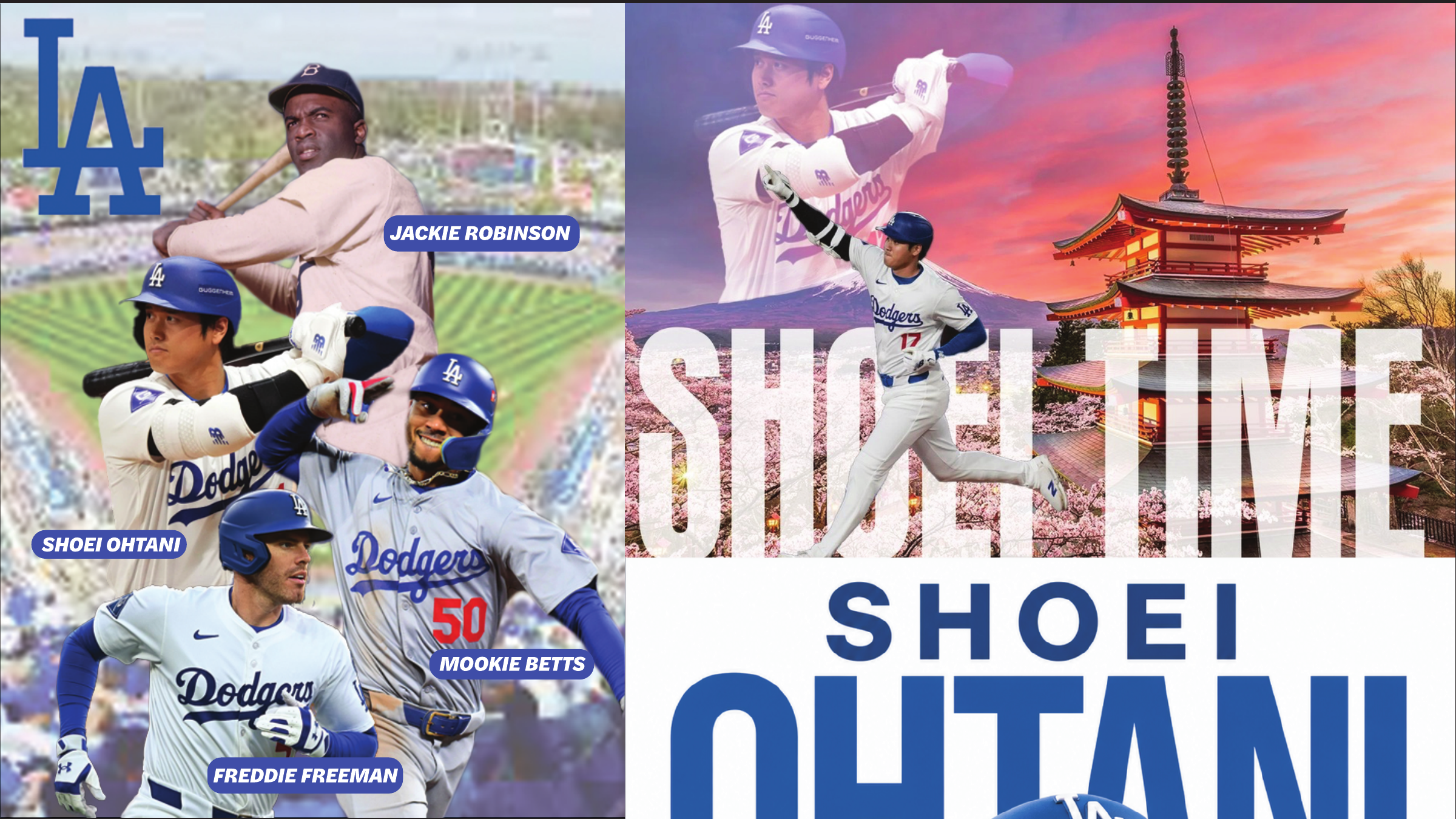 Baseball graphics featuring Los Angeles Dodgers players including Shohei Ohtani